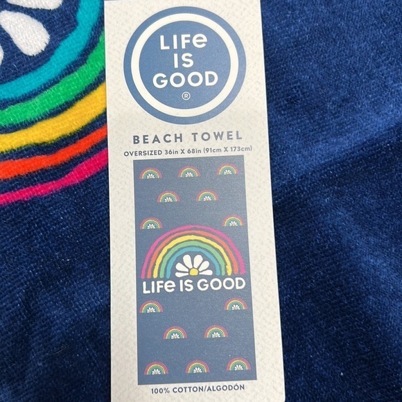 Life is Good - *Last One*  ‘Rainbows’ Beach Towel. 36” x 68”. NWT. Firm! - Picture 3 of 3